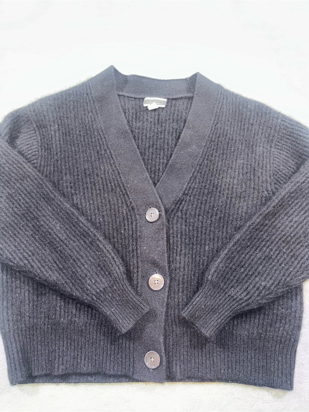 J.Crew 100% Cashmere Cropped V-Neck Cardigan Sweater - Charcoal Gray - XS